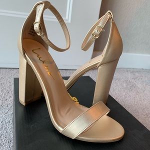 Gold Heels from Lulus - size 6 - simple toe strap and ankle strap